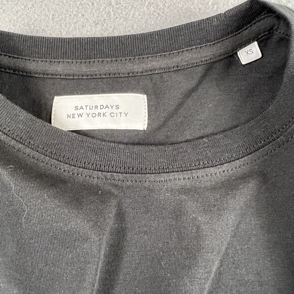 NWOT Saturdays NYC Black Mosaic Block Short Sleeve Crew Neck Shirt Men’s Size XS - Picture 14 of 16